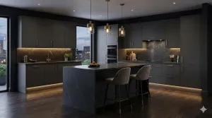 Профессиональная сборка современной кухни в стиле минимализм